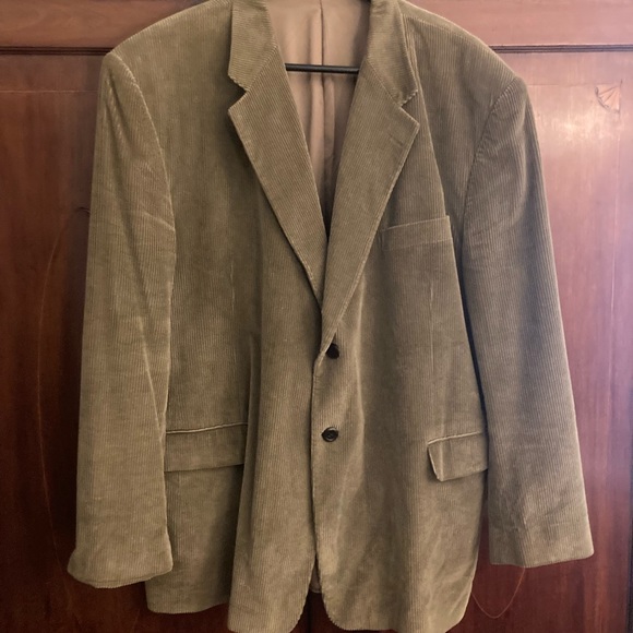 Stafford mens sage green corduroy button jacket 3 front pockets interior pockets - Picture 2 of 9
